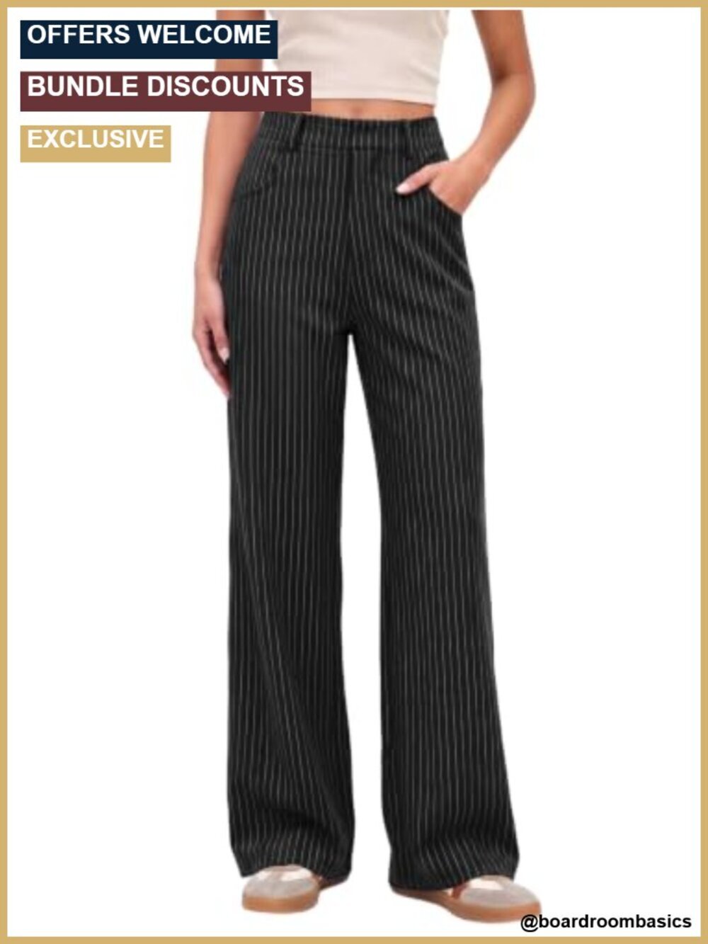 High Waisted Stretch Trousers with Pockets Business Casual Slacks